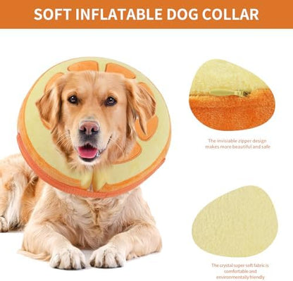 IEUUMLER Inflatable Recovery Dog Collar, Protective Donut Cone, Adjustable Soft Collar for Dog and Cat After Surgery Prevent from Biting & Scratching EU002 - Orange M+ - Image 5