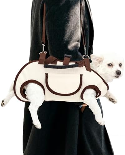 Snuggle Sling Dog Carrier, Adjustable Full Body Dog Lift Harness Hands-Free Shoulder Pet Carrier with Traction Leash Fit Most 8-13 lb/3.63-5.9 kg Portable Supply for Small Cat Pet by Unknown