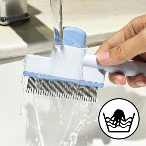 Cat Comb Pet Comb Self Cleaning Upgraded Cat Brush for Long Haired Cats & Dogs, Pink - Image 4