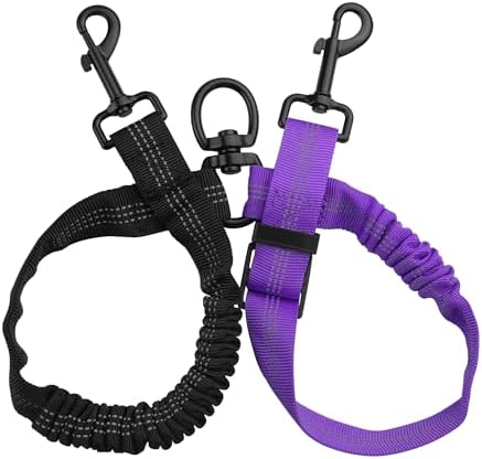 YAODHAOD Double Dog Leash,Two Dog Leash Splitter, No Tangle 360° Swivel Rotation Reflective Lead, Adjustable Length Bungee Heavy Duty Walking Training Dual Extension (Black + Purple) - Image 6