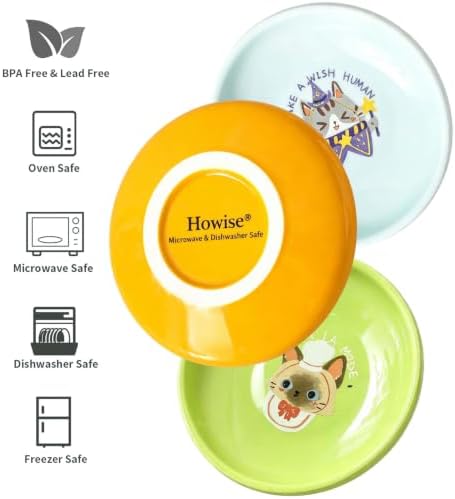 3 PCS Ceramic Cat Bowls, 5.5 in Pet Bowl Cat Dishes for Food and Water, Small Dog Dish(YellowGreenBlue) - Image 3