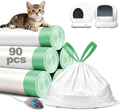 90 Count Cat Litter Bag Liners, Only Compatible with MW-SC01/SC02/SC09/LR01 Meowa Self-Cleaning Cat Litter Box, Thick Leakproof, 18" x 12.6" by Unknown