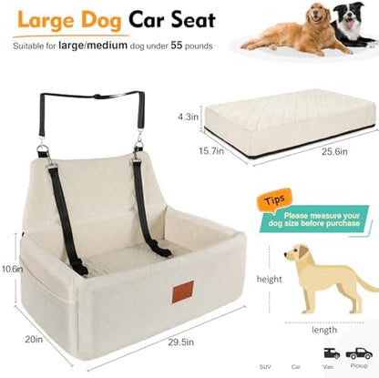 Dog Car Seat for Large Medium Sized Dogs, Washable Car Dog Bed Under 55 lbs - Image 2
