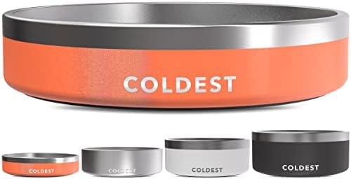 Coldest Dog Bowl - Anti Rust Metal, Non Slip, 3 Layers Insulated Stainless Steel Dog Bowls - Spill Proof & Heavy Duty - Water Bowl for Dogs, Cats & Pets, Dish Washer Safe (21 oz, Mars Red Glitter) by Coldest