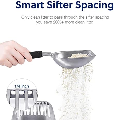 WePet Cat Litter Scoop, Aluminum Alloy Sifter, Kitty Metal Scooper, Deep Shovel, Long Handle, Poop Sifting, Kitten Pooper Lifter, Durable, Heavy Duty, for Litter Box - Image 4
