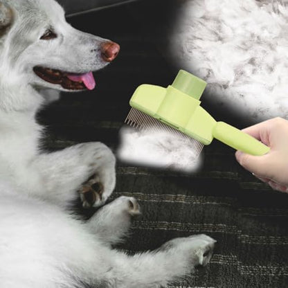 Dogs and Cats Comb with Release Button, Pet Hair Removal Tools with Safe Stainless Steel Teeth for Deshedding, Cat Grooming Supplies for Long/Short Hair, Cat Brush for Shedding, Green - Image 7