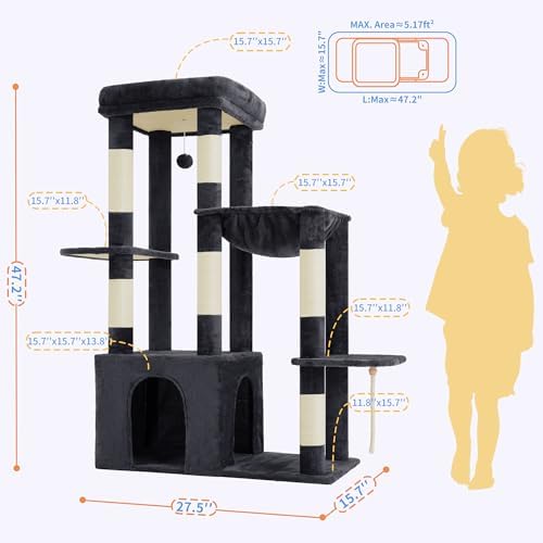 Heybly Heavy Duty Cat Tree with Large Base for Large Indoor Cats HCT026G - Image 6