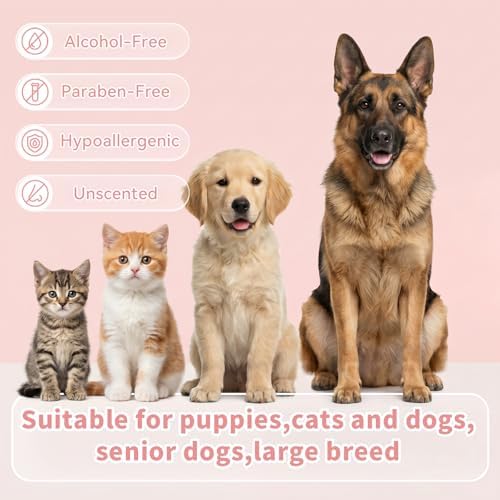 Hypoallergenic Dog Wipes for Paws & Butt, Extra Thick Plant Based Pet Wipes for Dogs & Cats, Alcohol-Free Lick-Safe Grooming Wipes, 80 Count - Image 5