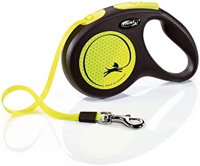 FLEXI® Neon Tape Retractable Dog Leash, Medium, 16 ft - Neon Yellow/Black by Flexi