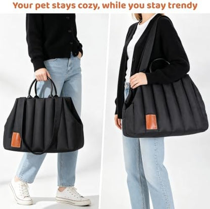 Pet Purse Carrier Tote Bag Stylish Soft-Sided Dog Travel Bag - Image 6