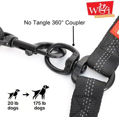 Double Dog Leash, 360° Swivel, No Tangle, Two Dogs, Split Leash, Reflective and Shock-Absorbing Bungee, Padded Handle, Heavy-Duty Rope, Dogs Between 20-175 lbs - Image 4
