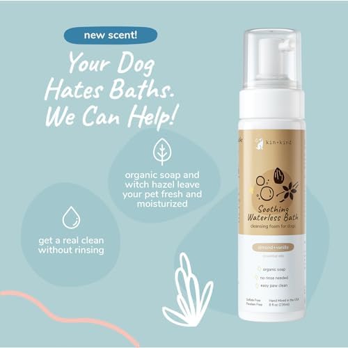 kin+Kind Dry Shampoo and Deodorizing Spray Bundle- Waterless Dog Shampoo & Pet Odor Eliminator Deodorizing Spray - Almond+Vanilla - Image 3