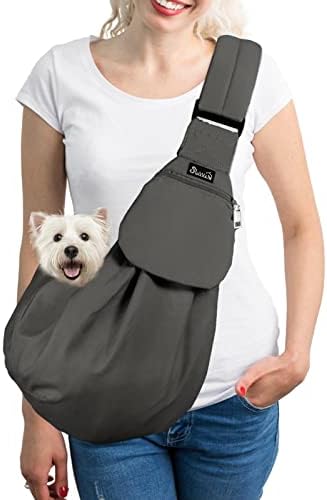 SlowTon Dog Carrier Sling - Thick Padded Shoulder Strap Adjustable, Grey M by SlowTon