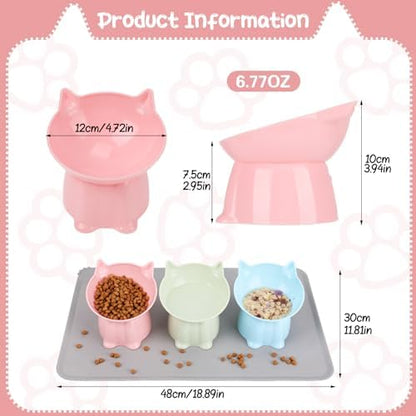 3 Pcs Raised Cat Bowl 15° Elevated Cat Food Bowl Tilted Cats Bowls,3 Colors - Image 6