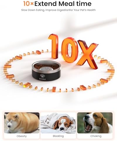 Qiuma Slow Feeder Dog Bowls Stainless Steel, Food-Grade 304 Dog Slow Feeder Bowl 3.5 Cups Capacity, Heavy Duty Double-Layer with Non-Slip Base, Pet Puzzle Bowl for Medium & Large Dogs (Black) - Image 5