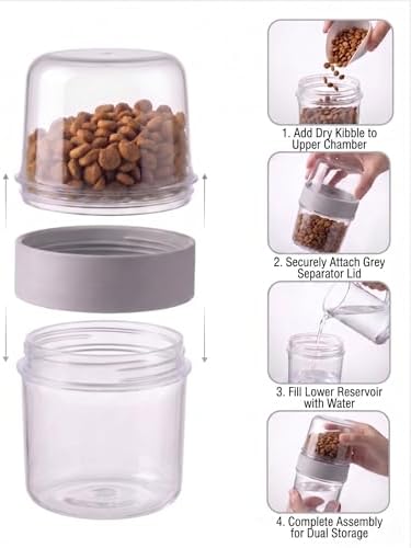 Portable Pet Travel Water Bottle and Food Container - 2-in-1 Detachable Dog Travel Cup for Walking, Hiking and Traveling - Leak-Proof, BPA Free & Food Grade Safety Material (Gray, Small Size) - Image 4