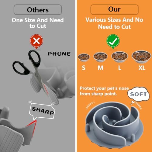Slow Feeder Dog Bowls Insert, Animire Soft Silicone Slow Eating Dog Food Bowl for Small, Medium and Large Dogs, Compatible with Regular and Elevated Bowls - Image 3