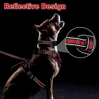 WINSEE Pet Harness Collar and Leash Set, All-in-one Reflective Dog Harness No Pull with Adjustable Buckles for Puppies, Small, Medium, Large, and Extra-Large Dogs (Small, Red) - Image 5