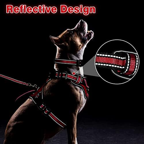 WINSEE Pet Harness Collar and Leash Set, All-in-one Reflective Dog Harness No Pull with Adjustable Buckles for Puppies, Small, Medium, Large, and Extra-Large Dogs (X-Large, Red) - Image 5
