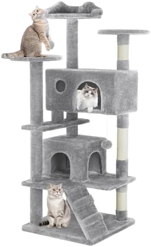 54 Inch Cat Tree Tower with Sisal Scratching Posts by Aidoly