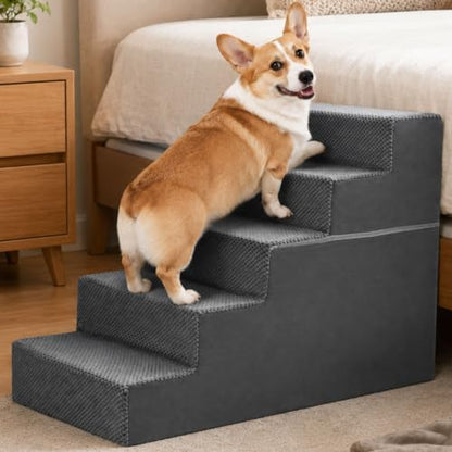 NEWBULIG 5-Step Dog Stairs, 22.5" H Dog Steps for High Bed by NEWBULIG