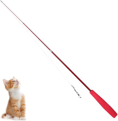 MiOYOOW Cat Toys Wand, Retractable Cat Rod 3-Section Interactive Cat Toys with EVA Non-Slip Handle for Indoor Cats Kittens(Not Include Replacement)
