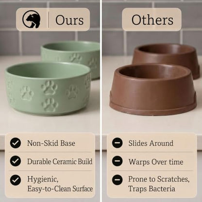 Ceramic Dog Bowl Set of 2 with Anti-Skid Base, 5.5"W x 2"H, 2 Cup Capacity - Image 5