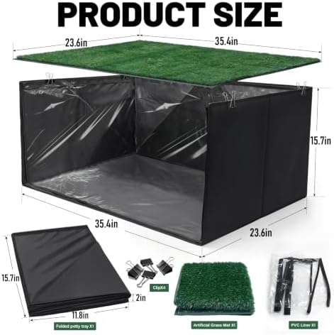 High Walls Dog Litter Box with Artificial Grass Waterproof PVC Liner - Image 2