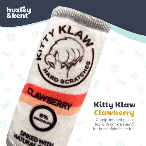 Huxley & Kent Plush Crinkle Catnip Cat Toy, Kitty Klaw Clawberry - Image 2