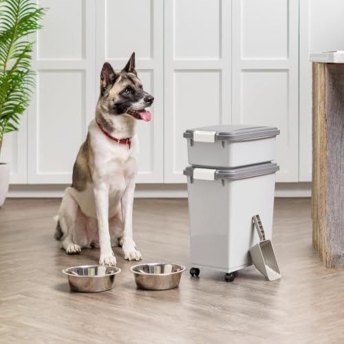 IRIS USA Dog Food Storage Container, Up to 30+11 lbs, Gray/Dark Gray - Image 2