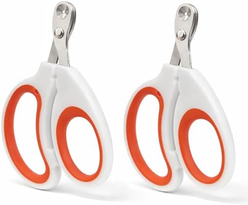 Orange Cat Nail Clippers with Circular Safety Cut Hole, Stainless Steel Angled Blade Paw Trimmers for Beginner Pet Owners (2-Pack) by Unknown
