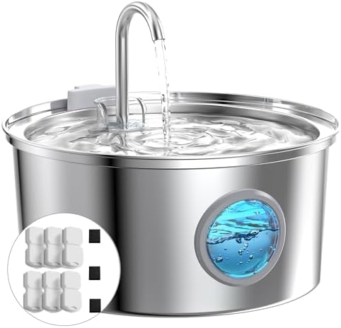 Cat Fountains for Drinking Stainless Steel: 108oz/3.2L Cat Water Fountain by GIOTOHUNPetLife