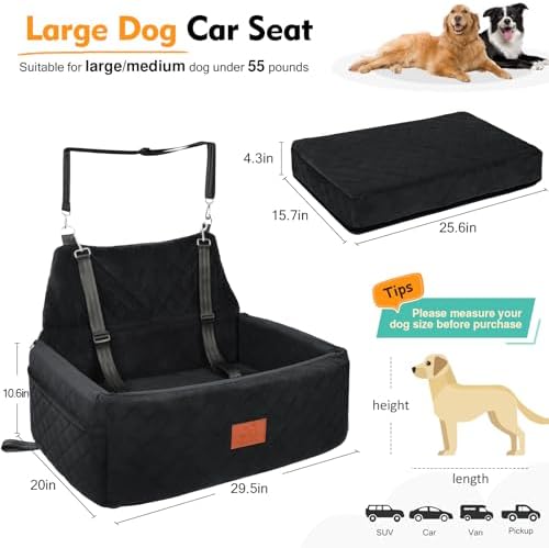 NEEZUKAR Dog Car Seat for Large Medium Size Dogs, Pet Car Seat Under 55 lbs - Image 2
