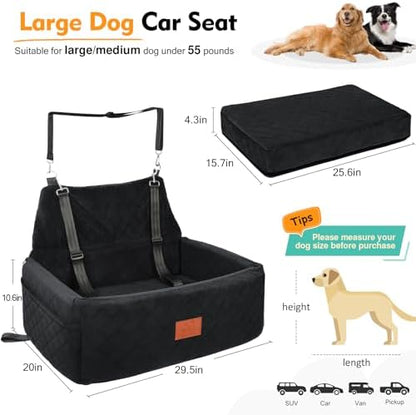 NEEZUKAR Dog Car Seat for Large Medium Size Dogs, Pet Car Seat Under 55 lbs - Image 2