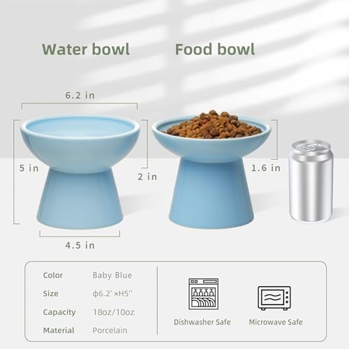 CEEFU 2-Pack Elevated Ceramic Cat Bowls Extra Wide for Food & Water - Image 2