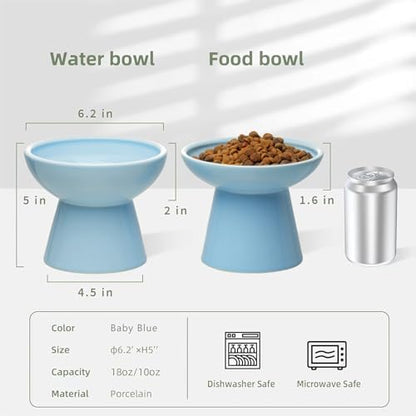 CEEFU 2-Pack Elevated Ceramic Cat Bowls Extra Wide for Food & Water - Image 2