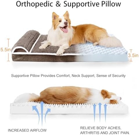 Orthopedic Large Dog Bed Pillow Pet Sofa Bed 36''X24'' Taupe - Image 6