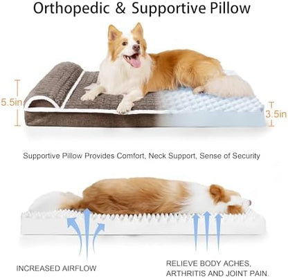 Orthopedic Large Dog Bed Pillow Pet Sofa Bed 36''X24'' Taupe - Image 6