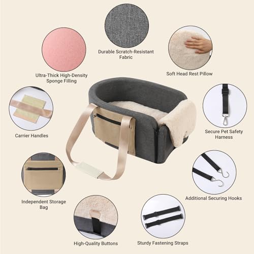 Center Console Dog Car Seat,Booster Car Seat for Puppy to 11lbs - Image 4