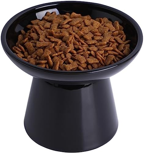 Ceramic Elevated Cat Food Bowls,6.2" Wide,1-Pack,Black by KITCHENLESTARaddsmorebeautifulcolourstoyourlife