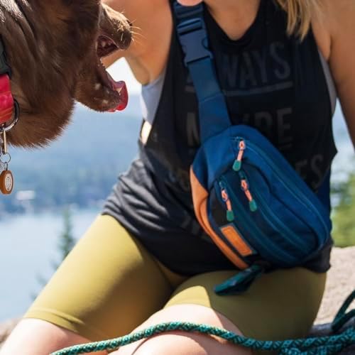 Wilderdog Utility Fanny Pack stores Treats, Balls, Keys in 3 Pockets with adjustable strap and Poop Bag dispenser (Pacific Blue) - Image 6