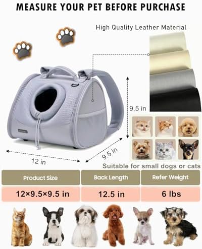 Small Dog Cat Chest Carrier Backpack,Adjustable Ventilated Front Facing Backpack Carrier for Small Dogs Cats Puppy,Airline Approved Lightweight Doggy Backpack for Travel Hiking Outdoor - Image 2