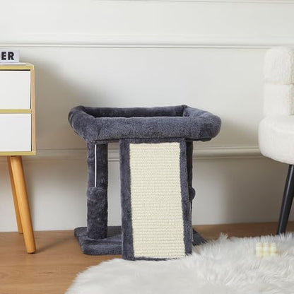 17.1-inch Small Cat Tree Tower with Scratching Post for Indoor Cats,Grey - Image 6