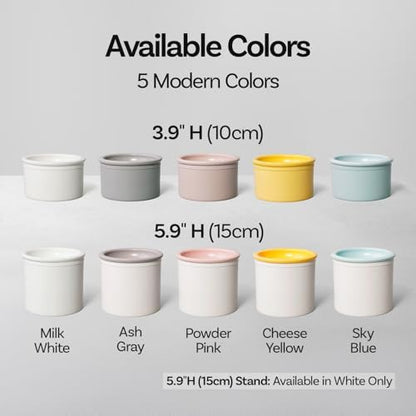 Hello Bowl Elevated Ceramic Cat Bowl with Stand, Raised Whisker-Friendly Feeding Bowl for Cats & Small Dogs, Patented Design, Made in Korea (3.9" H - White, Square/Dry) - Image 6