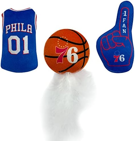 BEST PLUSH NBA 76ERS Cat Toys - 3pc Set: Jersey, Basketball & #1 Fan. Filled with Fresh Catnip. Beautiful Team Logos - Image 5