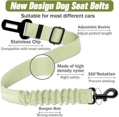 COOYOO Dog Seat Belt,Retractable Dog Car Harness Seat Belt for Car Adjustable Nylon Pet Safety Seat Belts Heavy Duty & Elastic Bungee Buffer - Image 3