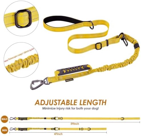 AUBELL Tactical Dog Leash Heavy Duty,4-6ft No Pull Bungee Leash,Yellow - Image 6
