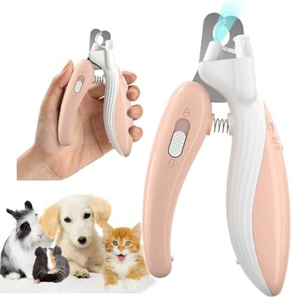 Cat Dog Pet Nail Clippers with Light, Llluminates Cat Dog Nails or Bloodline,Safety Pet Nail Clipper for Dogs, Cats, Rabbits Sharp No Nail Splitting (Pink) by Ginalaia