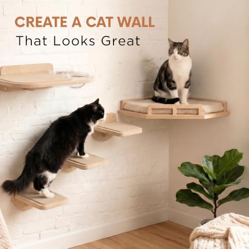 INICIO Cat Wall Steps - 3 Pack of Stairs for Cats to Climb - Natural Wood - Image 5