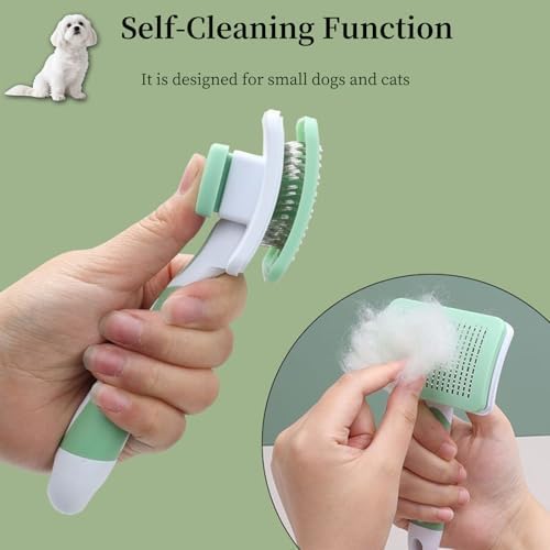 Self Cleaning Slicker Dog Brush for Small Long-Haired Breeds (Pink) - Image 4